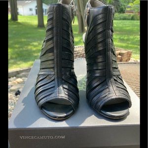 Vince Camuto sandals.                                Black 4”heel silver buckle